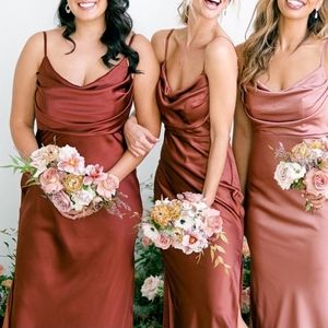 Revelry Skye Satin Drape Neck Bridesmaid Dress Size 4